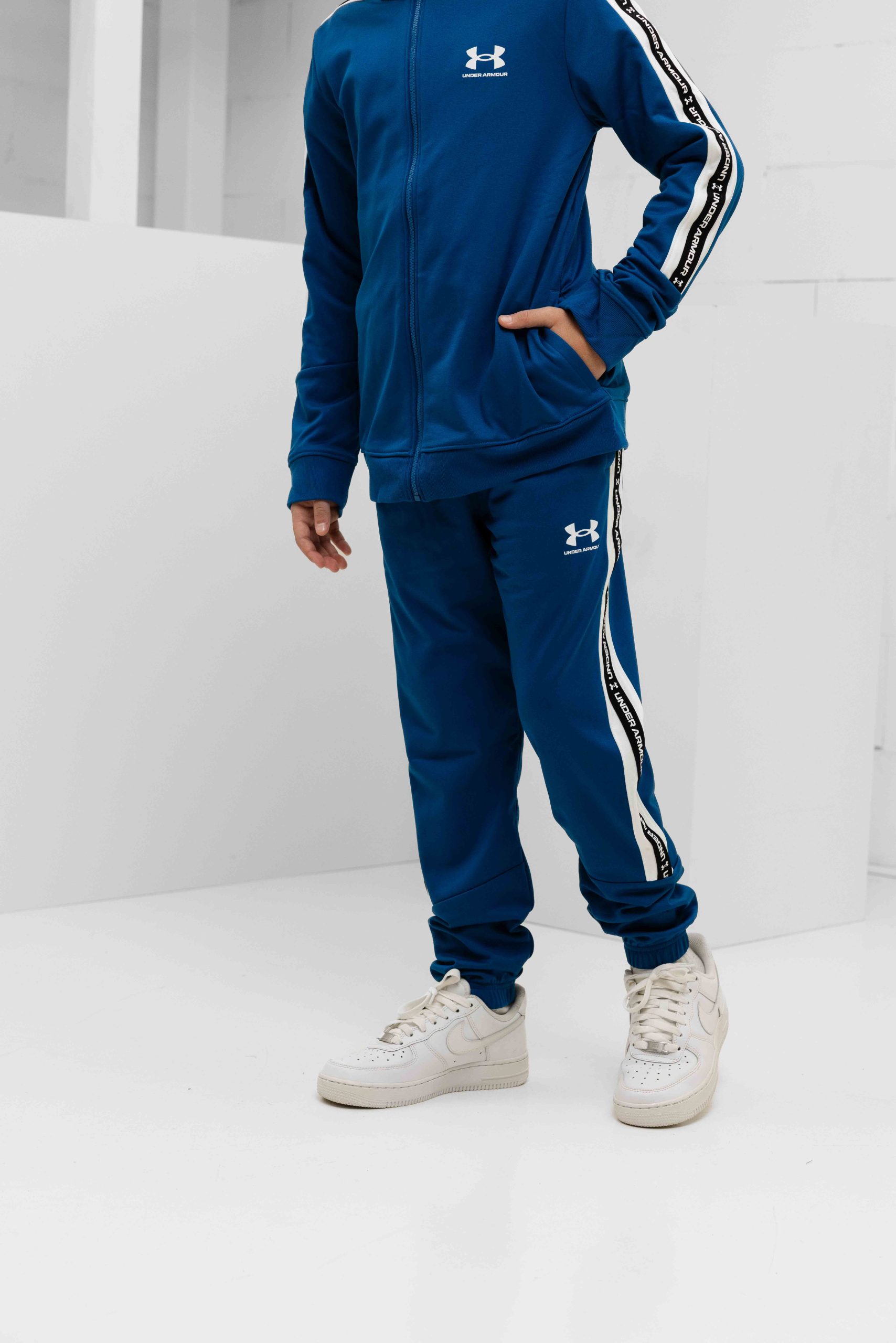 Under Armour Icon Knit Trainingspak Kids Donkerblauw