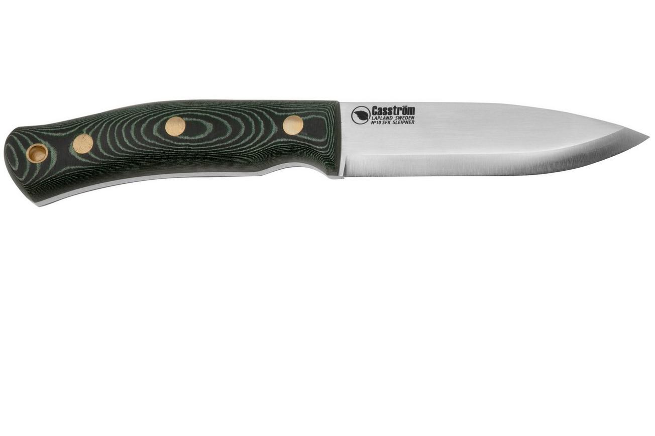 Casström No. 10 Swedish Forest Knife Scandi 14103 Sleipner Green Micarta Kydex, bushcraftmes
