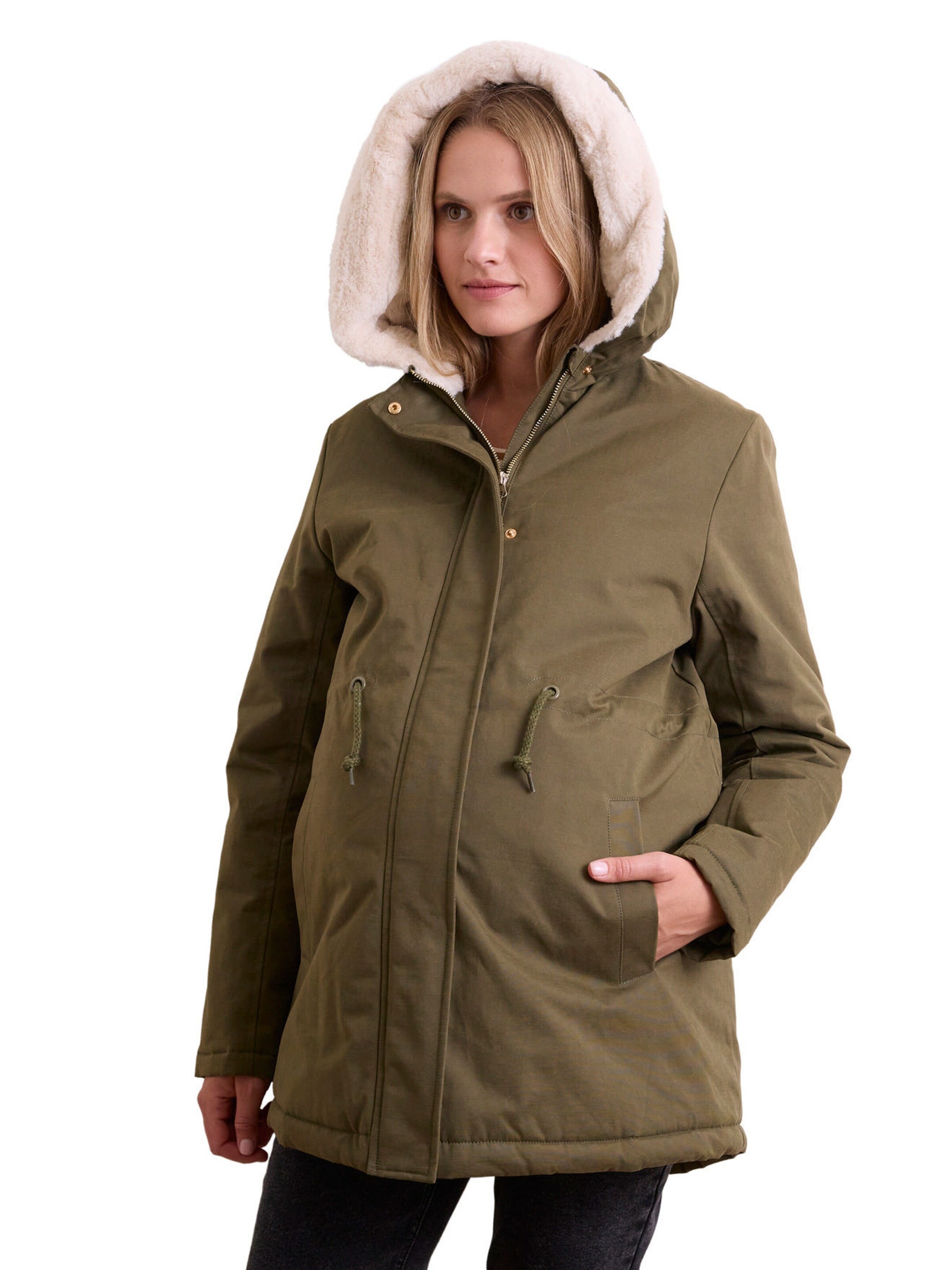 Vertbaudet Umstands-Winterjacke mit Webpelz-Futter khaki