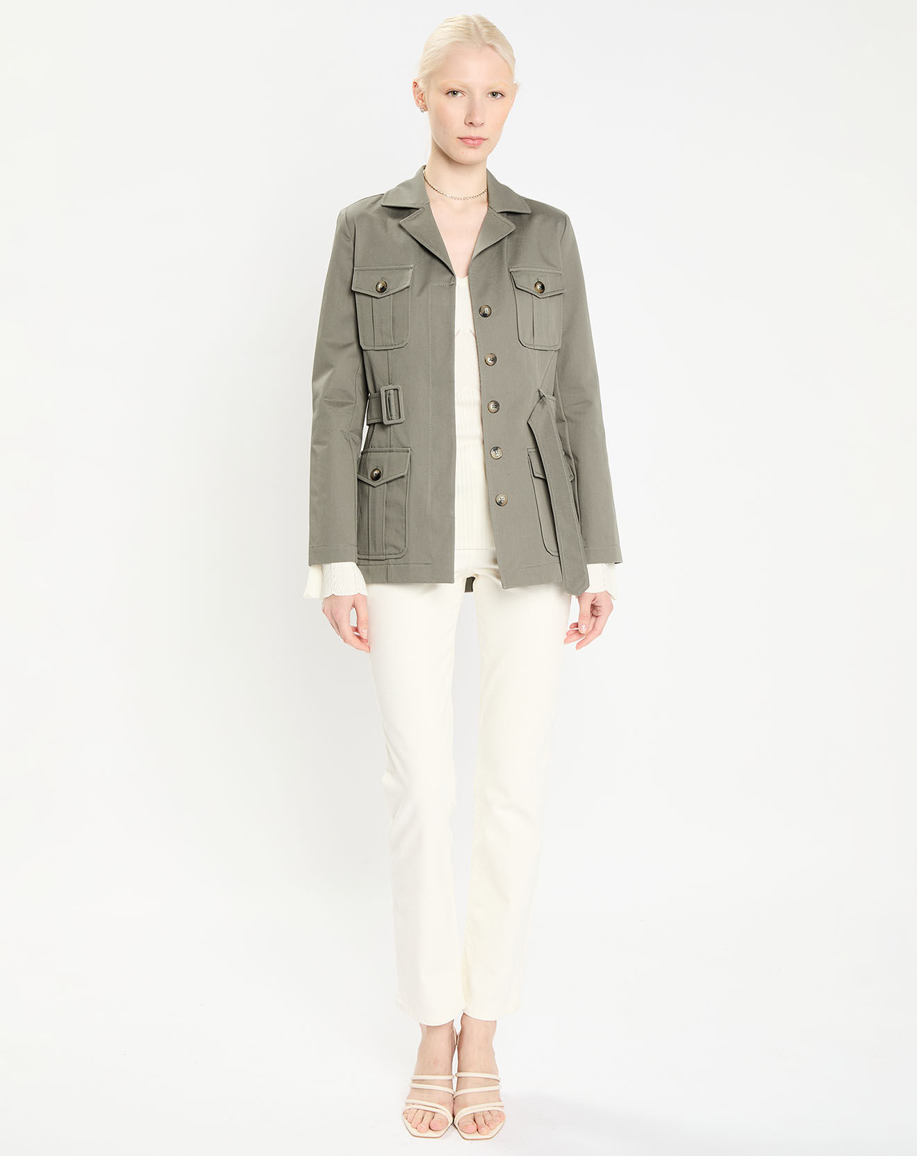 Zapa Trench-coat court en Gabardine Vania kaki