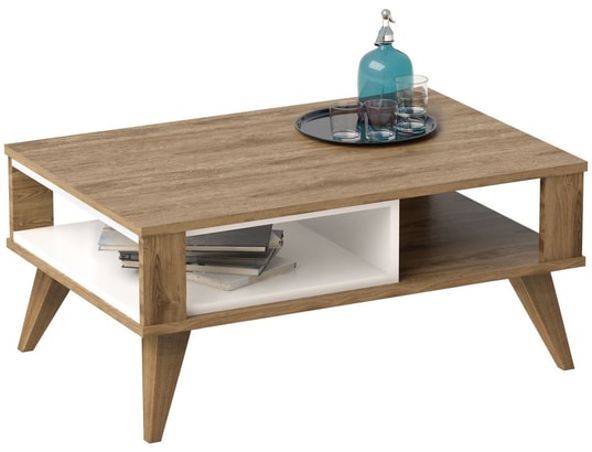 CONCEPT1 - Table basse Ionis chene blanc 90 x 60 x h40cm