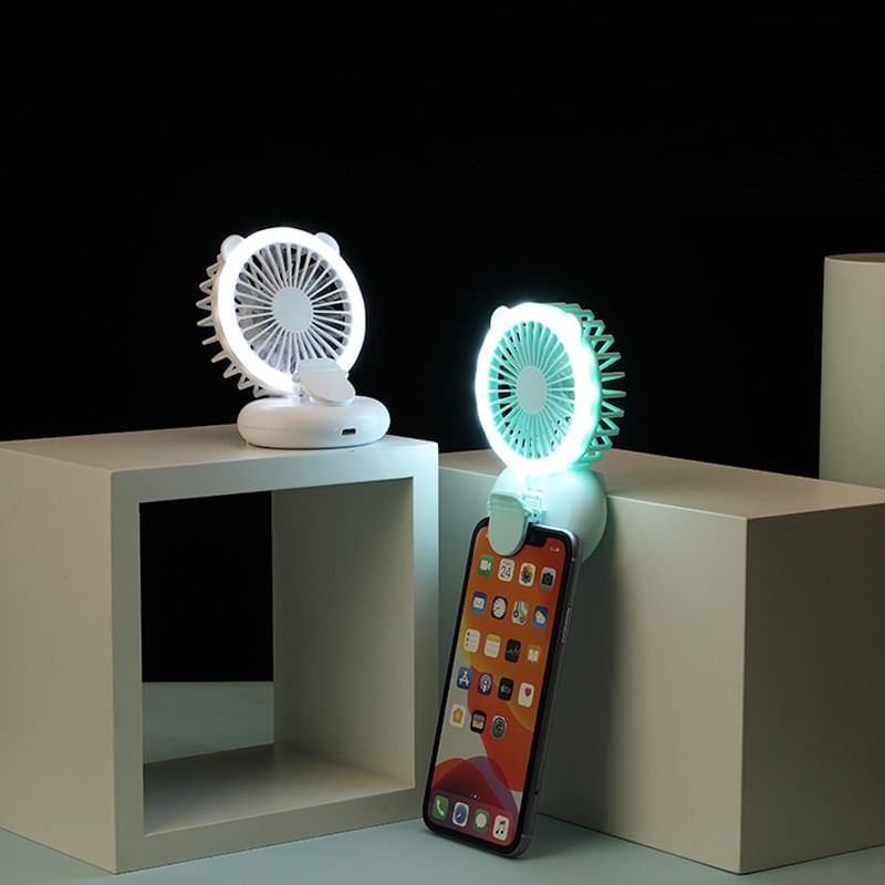 HOMTEC - USB oplaadbare clip-on ventilator met ringlamp