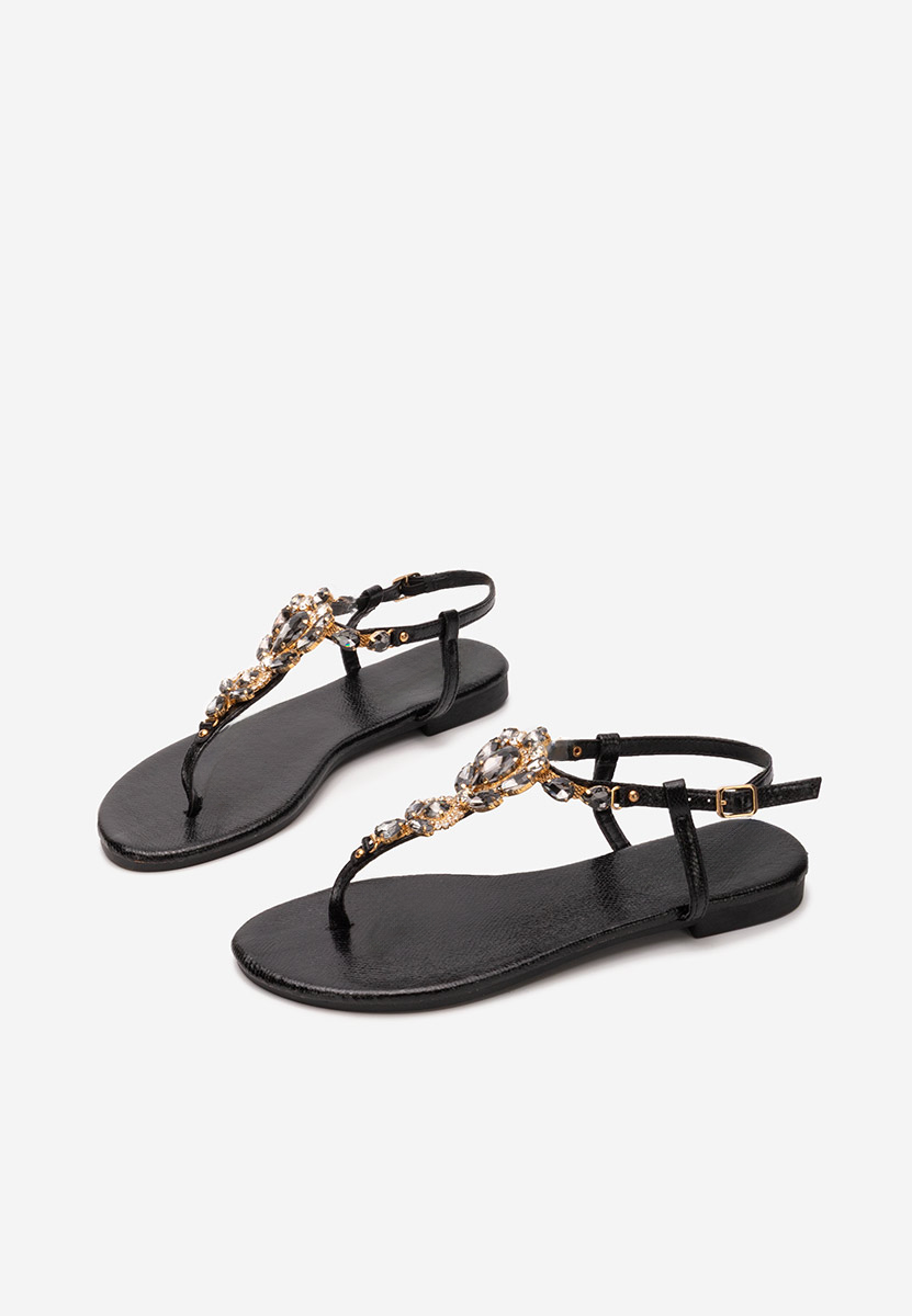 Sandales avec strass sans talon noires Sandrea