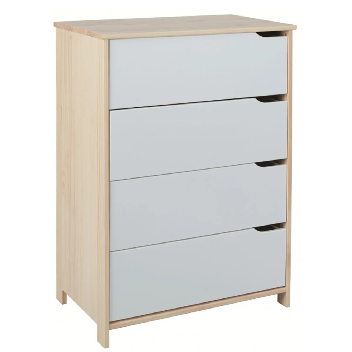 Pegane Commode pin massif - Naturel/Blanc