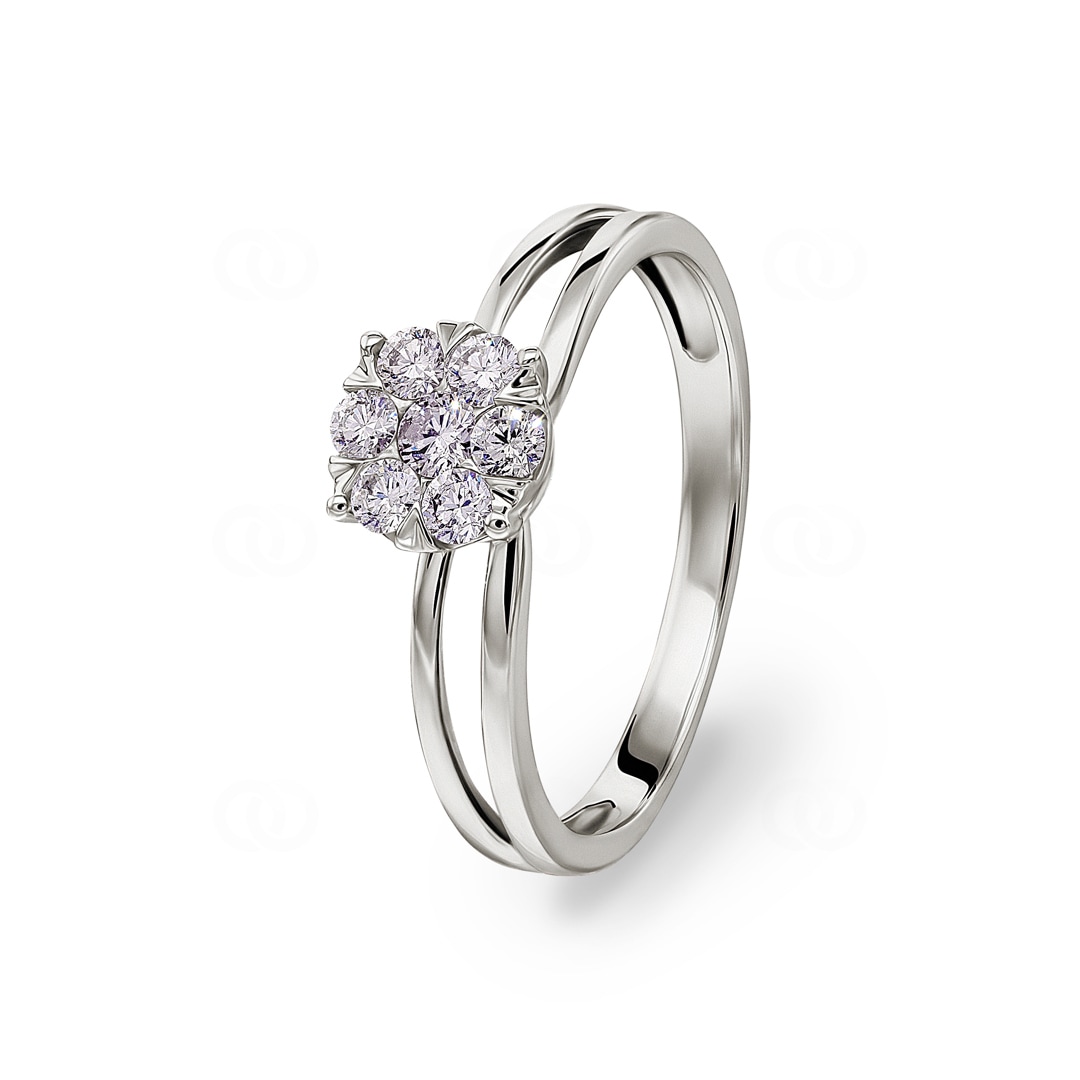 Verlobungsring 750/18 K Weissgold mit Diamanten 0.34 ct H/si