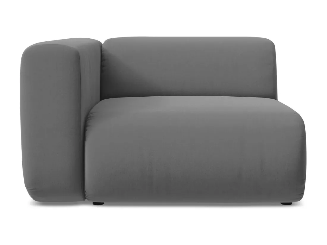Module avec accoudoirs gauche en velours - gris - EKAHI