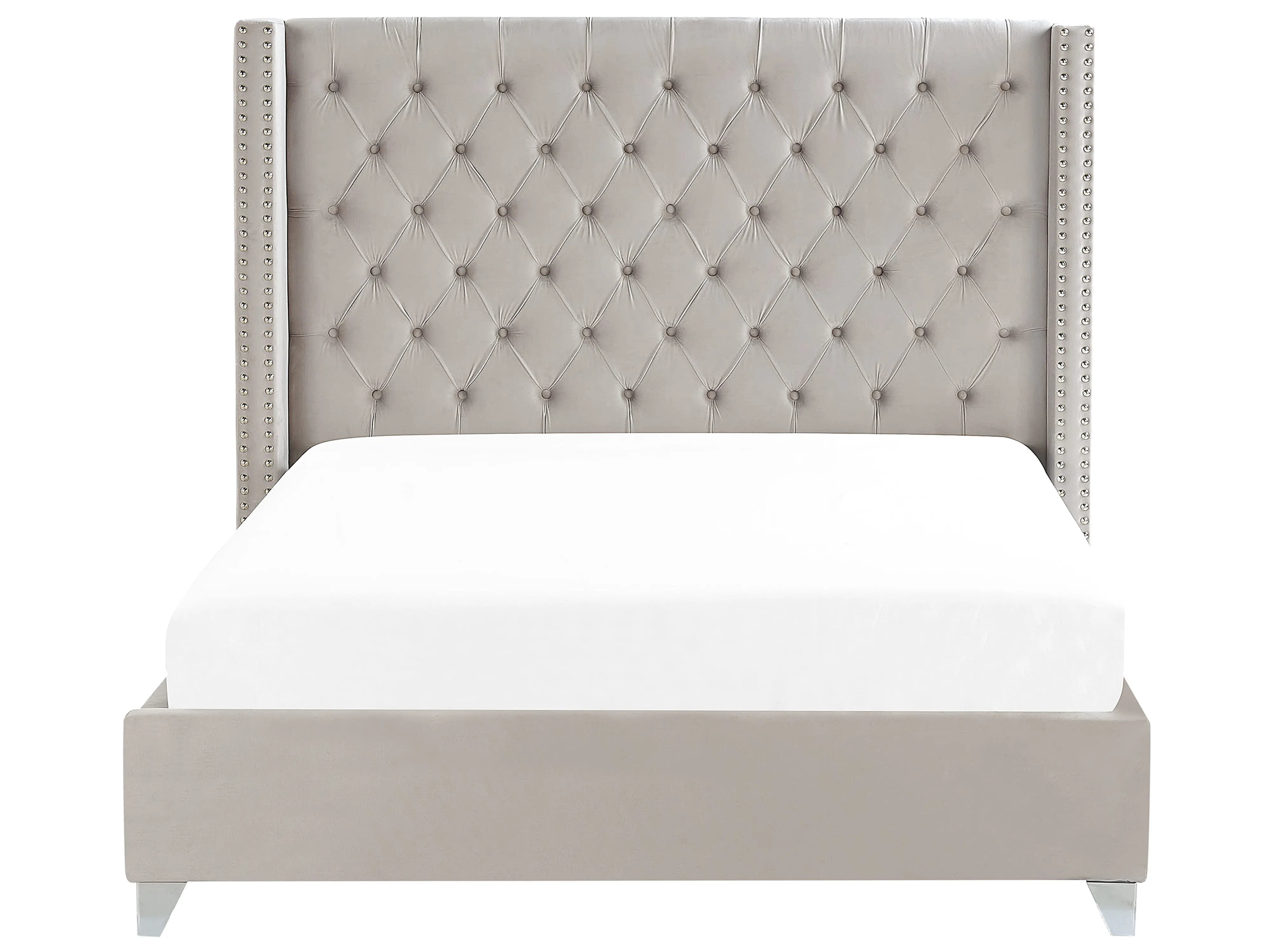 Bed Fluweel LUBBON 180 x 200 cm Lichtgrijs