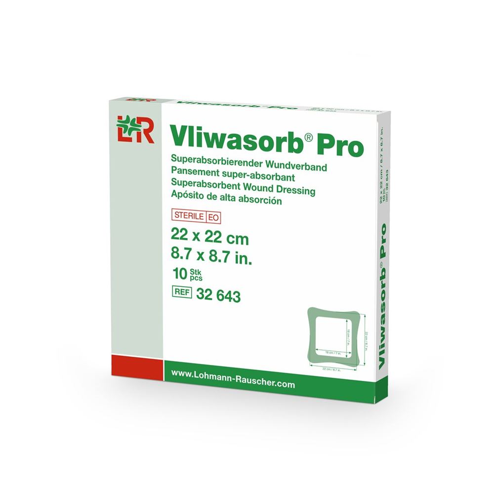 Vliwasorb Pro Superabsorbierender Wundverband<br>10 Stück, 22x22cm