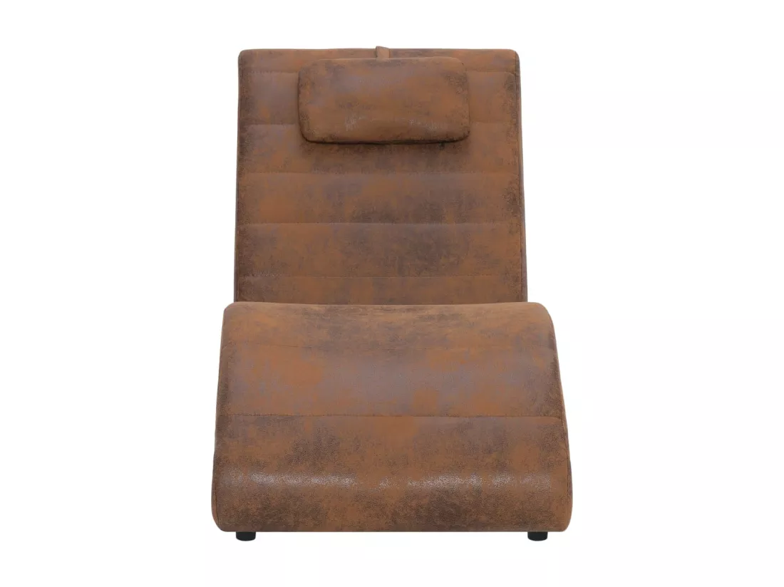 Chaise longue avec oreiller marron Similicuir daim