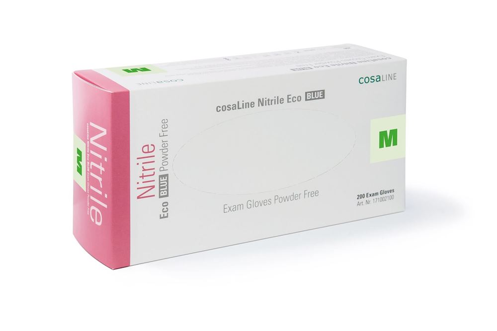 COSALINE Untersuchungshandschuhe<br>200 Stück, M, Nitril Eco blau puderfrei