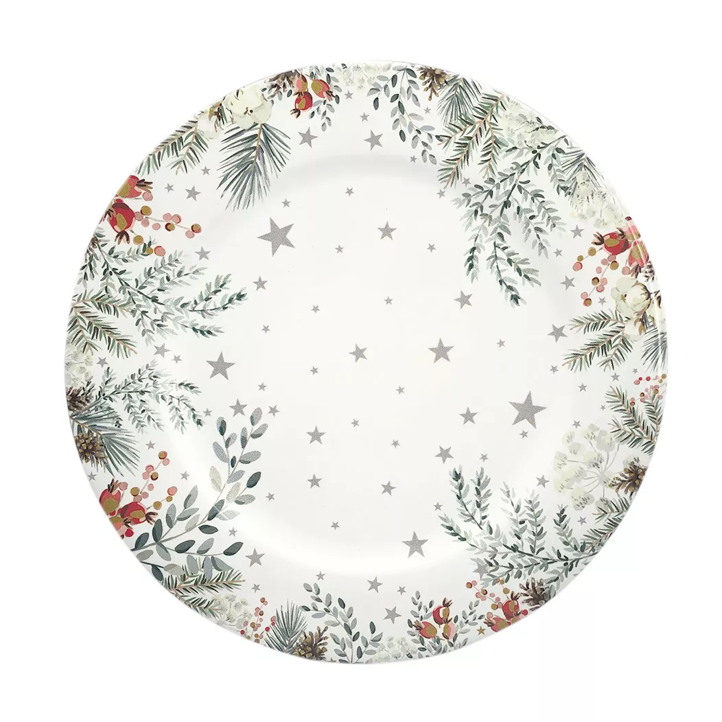 Lot de 12 dessous d'assiette Branches glacées Blanc