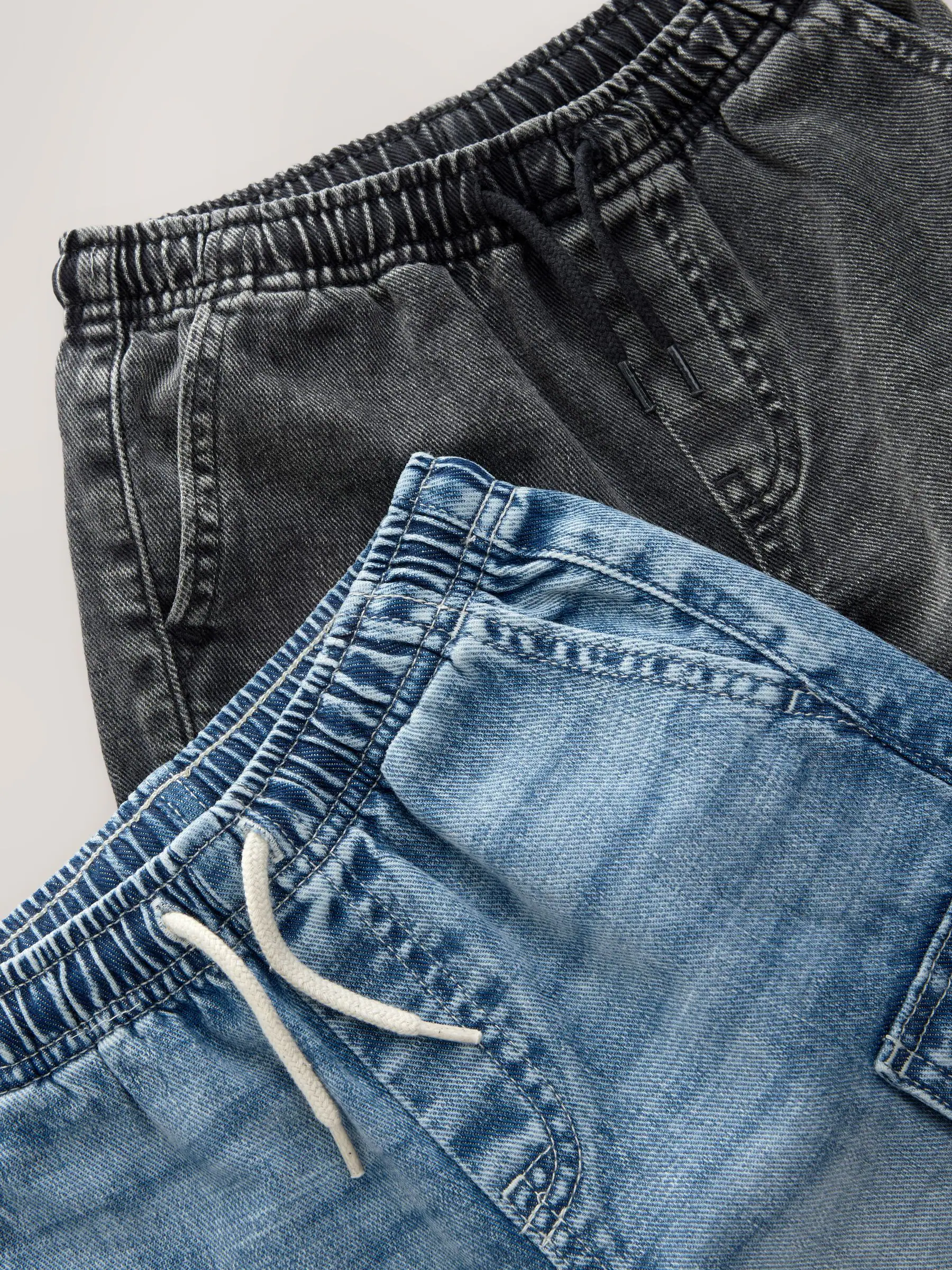 Grijs/Blauw - Verpakking van 2 cargoshorts van 100% katoenen denim (3-16jr)