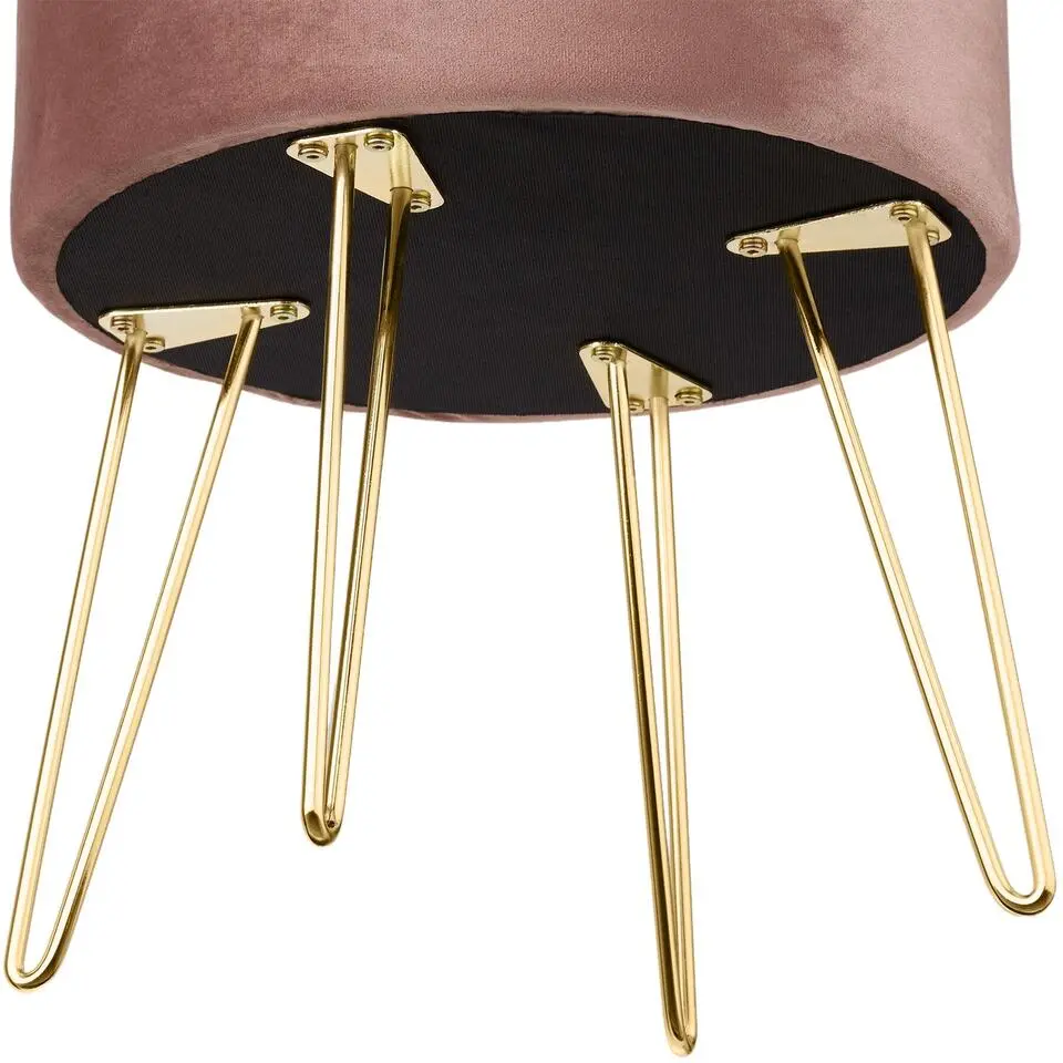 tectake Hocker Ava gestoffeerd in fluweellook 300kg met opbergruimte, Roze
