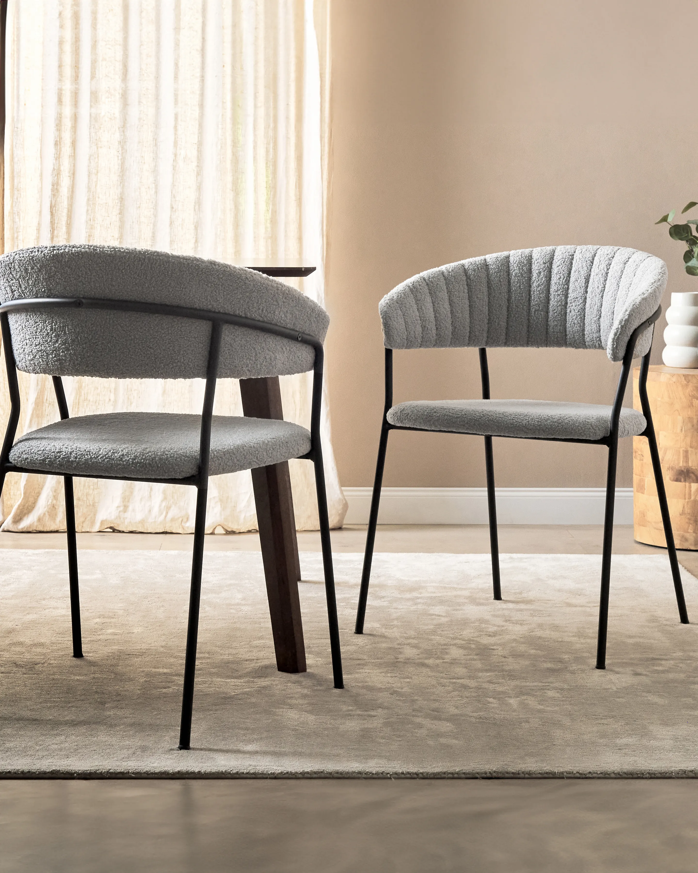 Set van 2 eetkamerstoelen MARIPOSA Bouclé Grijs