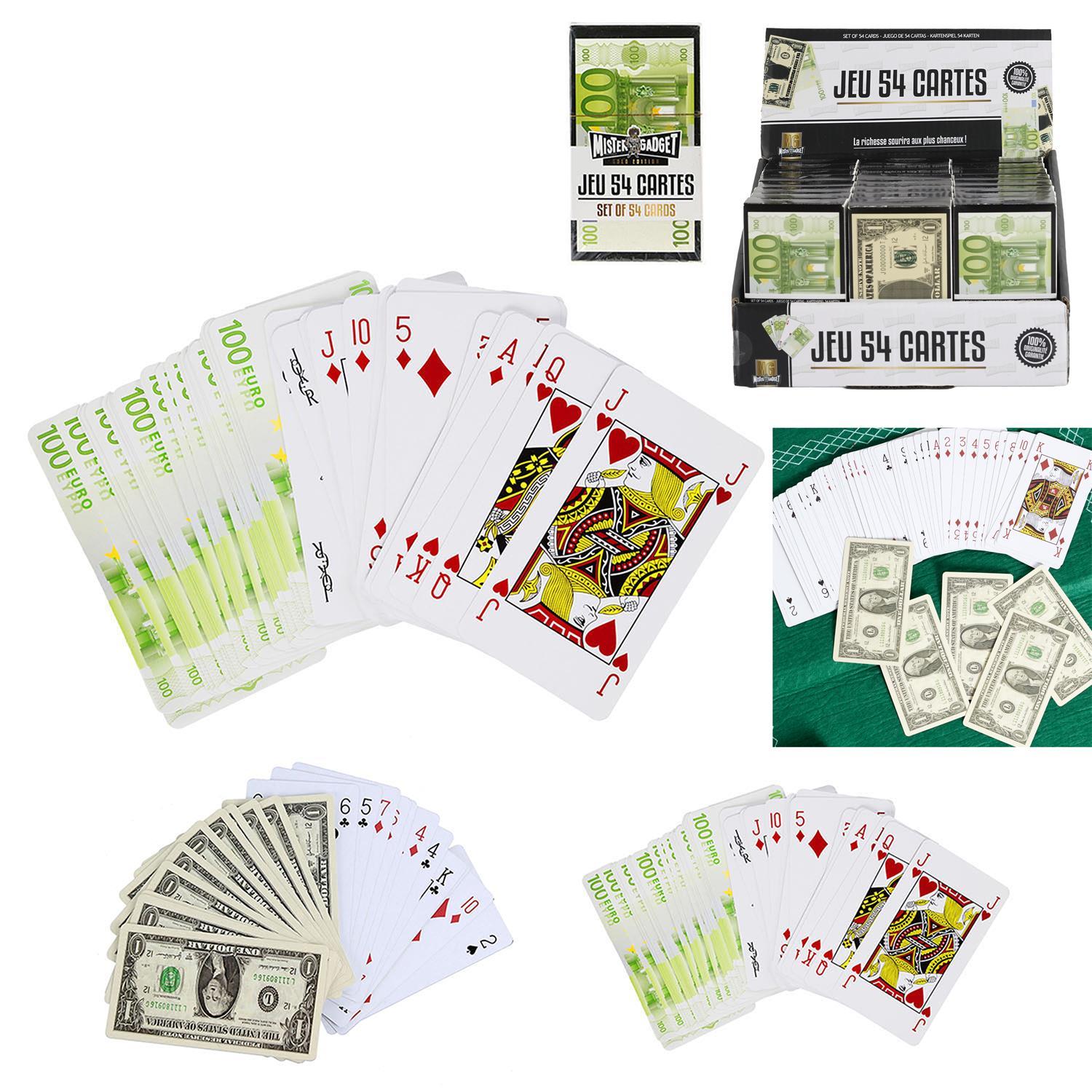 JEU DE CARTES VERSO EURO OU DOLLAR X54 M48