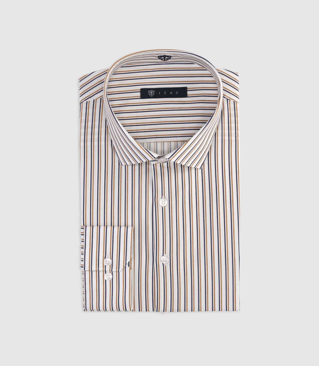 Chemise à rayures marine et camel MICKI