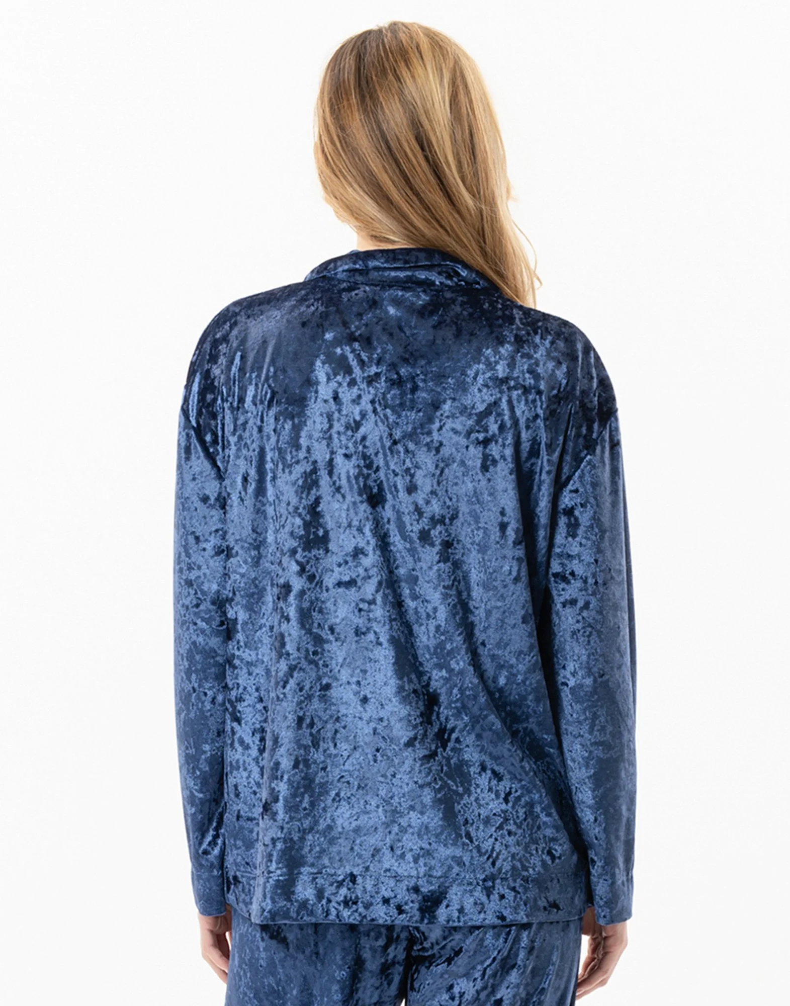 PLATINE 870 - Veste en panne de velours | Bleu