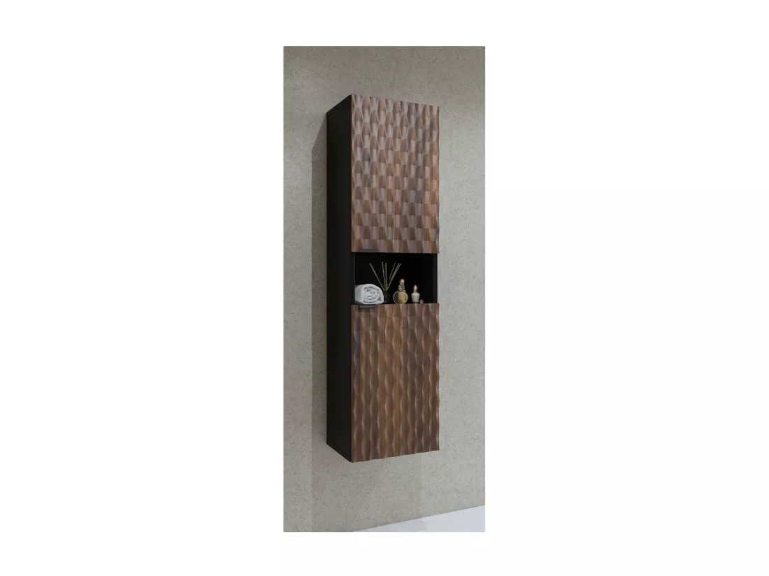 Colonne de salle de bain collection KING – Chêne foncé et noir