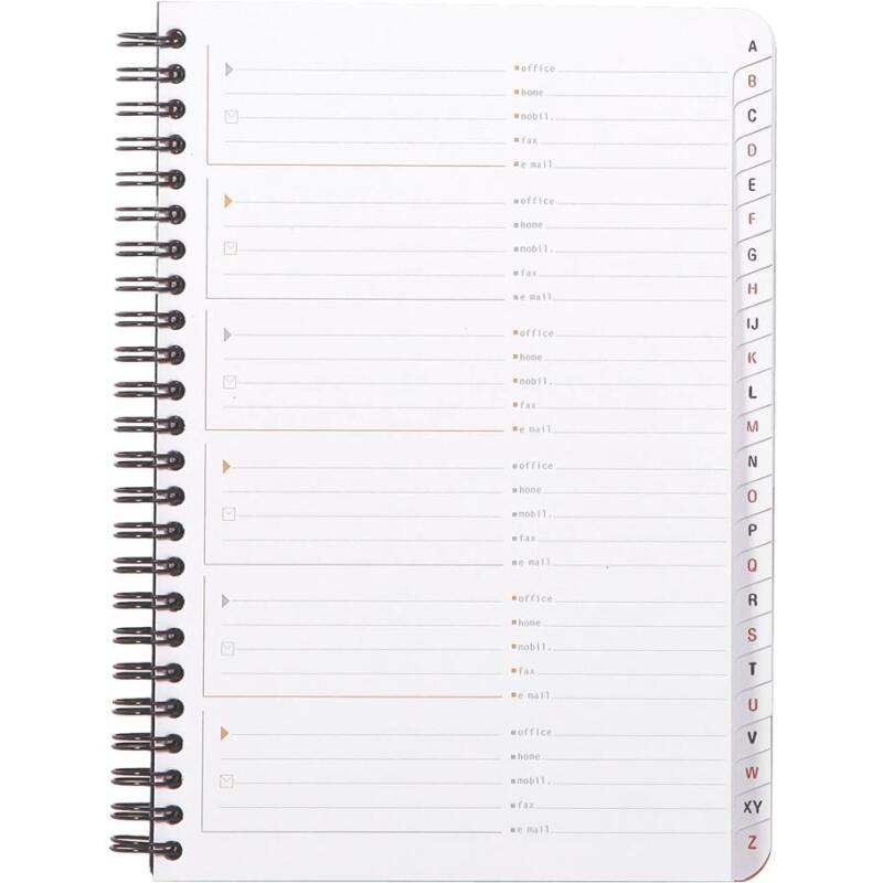 Addressbook Rhodiactive 90g reliure intégrale A5 160 pages pré-imprimé non micropreforé + poche - Noir