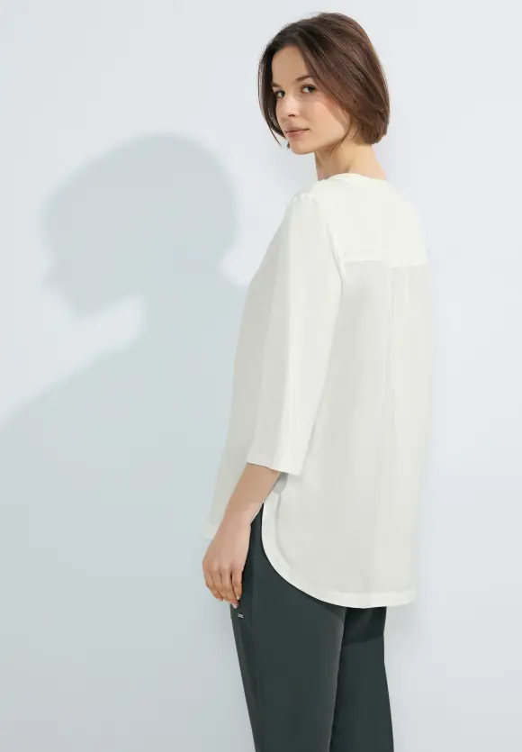 Materialmix Bluse - vanilla white