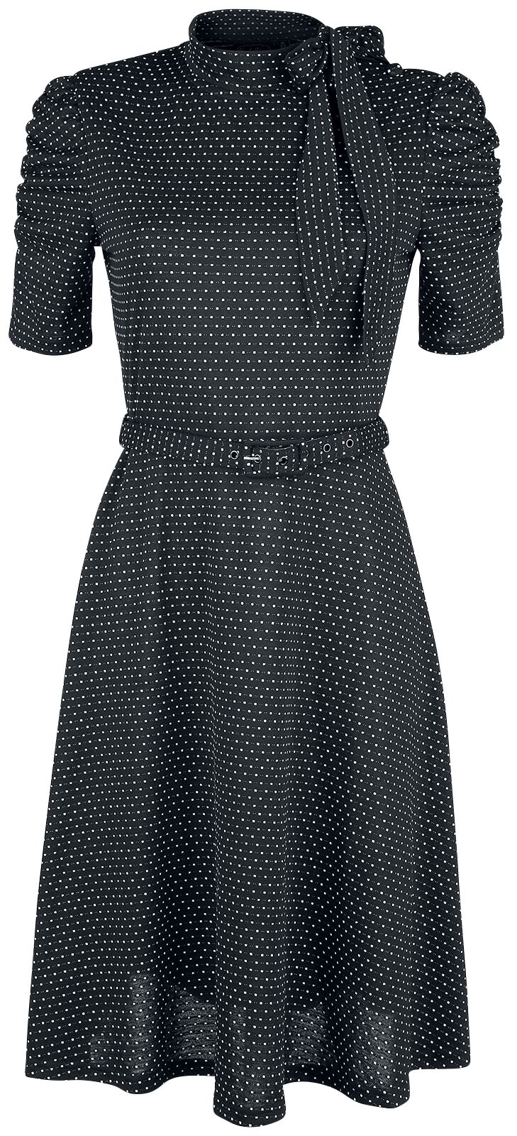 Robe Nœud Au Col Noire Pois Posie | Voodoo Vixen Robe mi-longue