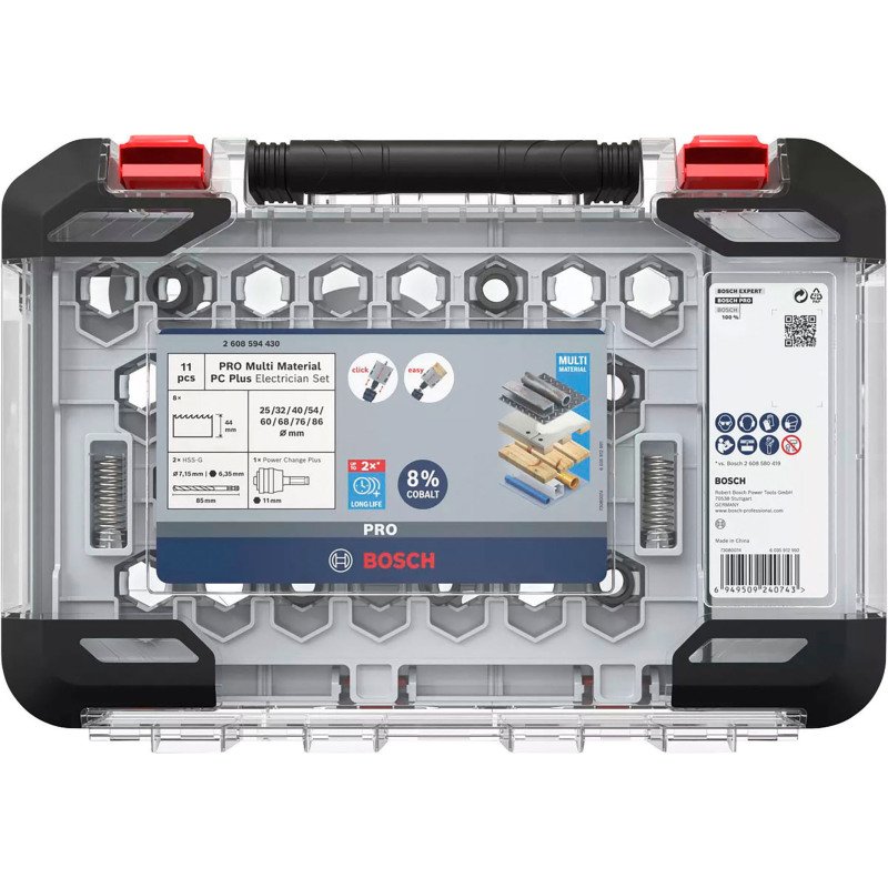 Coffret de scies trépans Bosch PRO Multi Matière PC Plus, 11 pièces