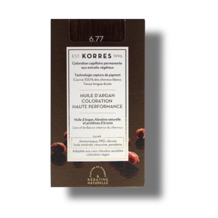 Korres coloration permanente huile d'Argan 6.77 Blond Foncé Marron Intense