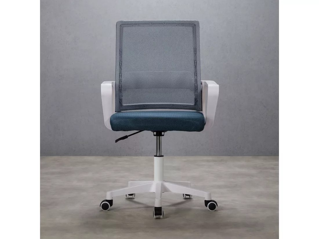 Chaise de bureau PERTH, Pivotante et réglable en hauteur, Tissu mesh, Avec accoudoirs, Gris-bleu