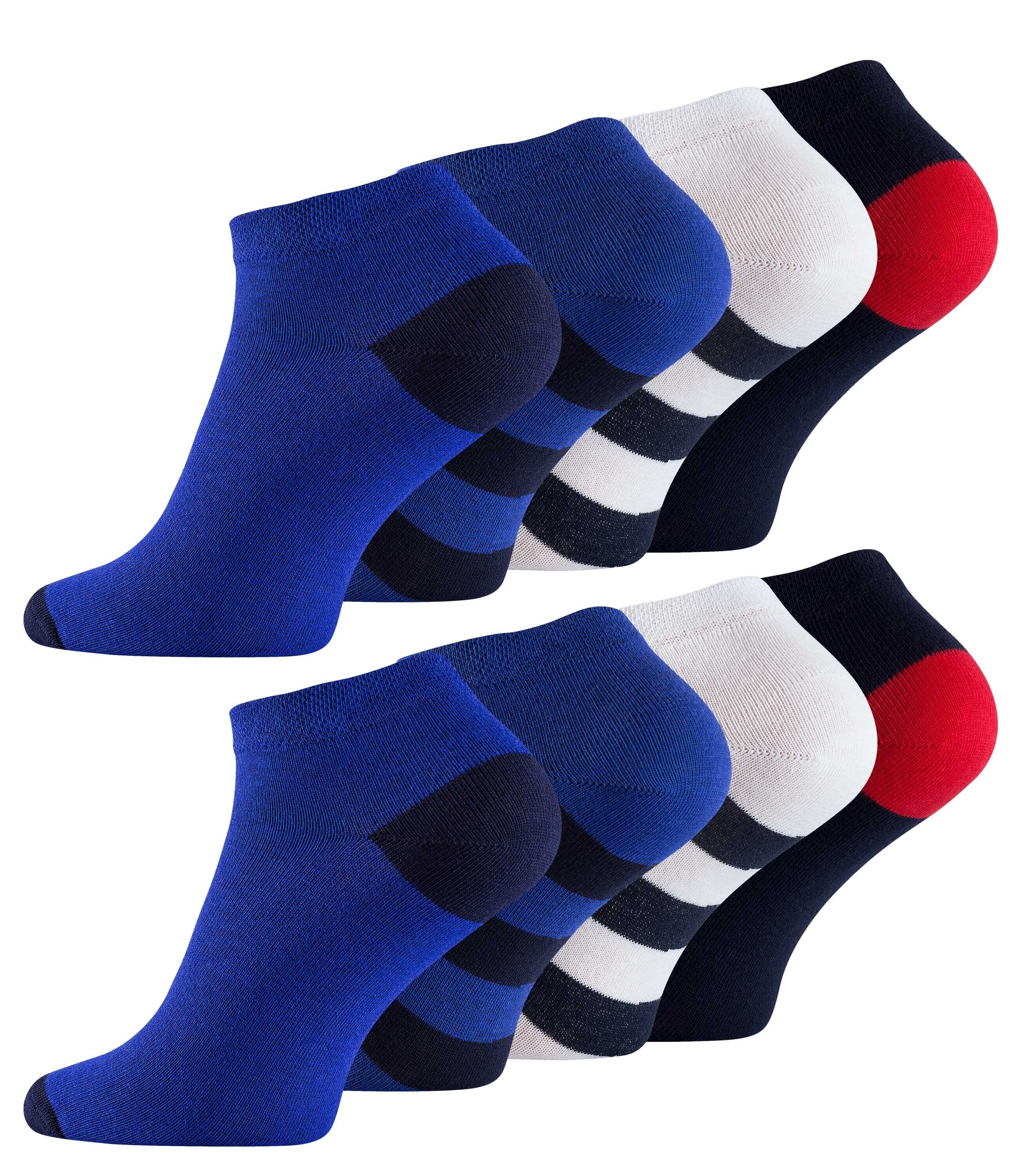 Vincent Creation® Sneaker Socken 8 Paar Ringel und Uni