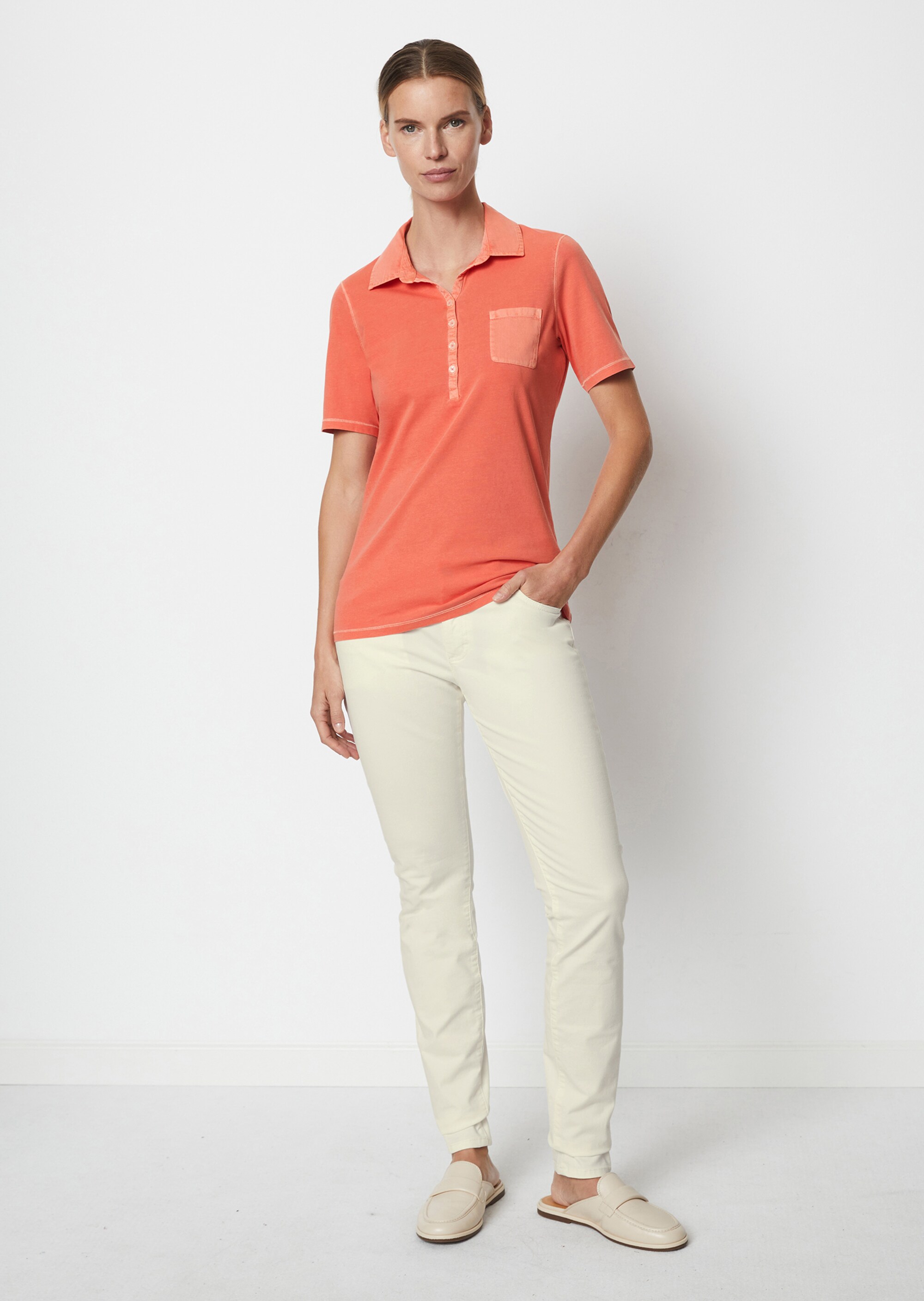 Kurzarm Poloshirt regularmit Material-Mix-Details