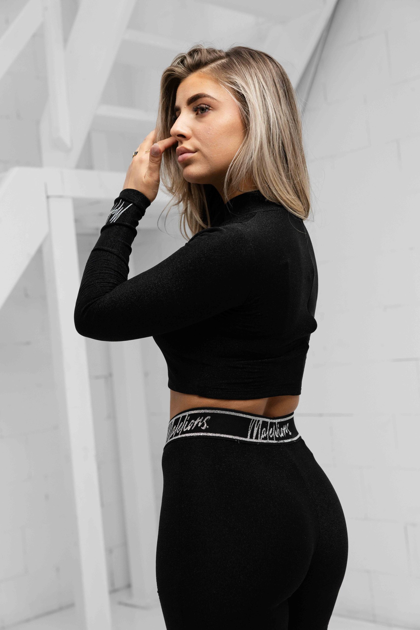 Malelions Sparkling Cut-Out Crop Top Dames Zwart