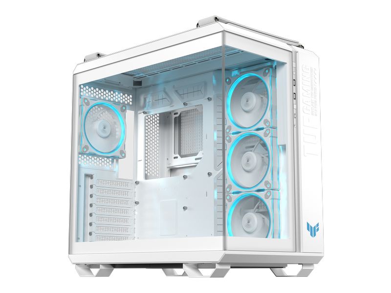 ASUS PC-Gehäuse TUF GAMING GT502 Horizon TG ARGB Weiss Robuster und stylisher Midi-Tower mit gehärtetem Glas, ARGB-Beleuchtung und durchdachtem Kühlkonzept