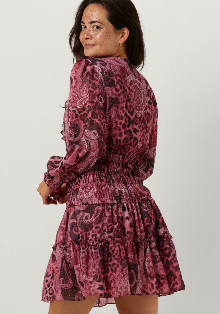 GUESS roze guess mini jurk ls lace up flared lucy dress