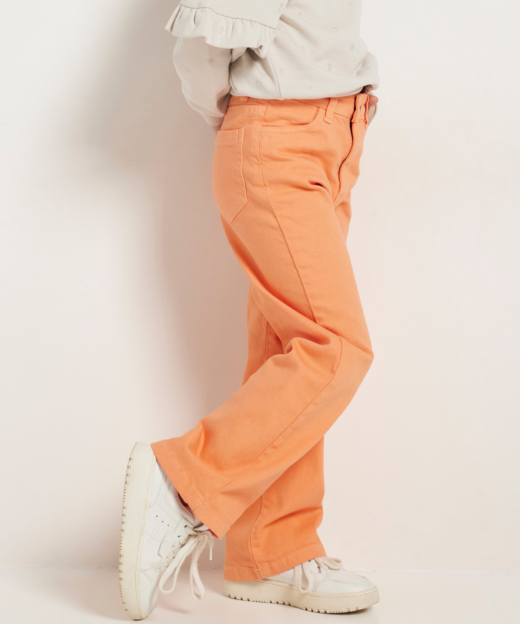 wide fit stretch twill broek