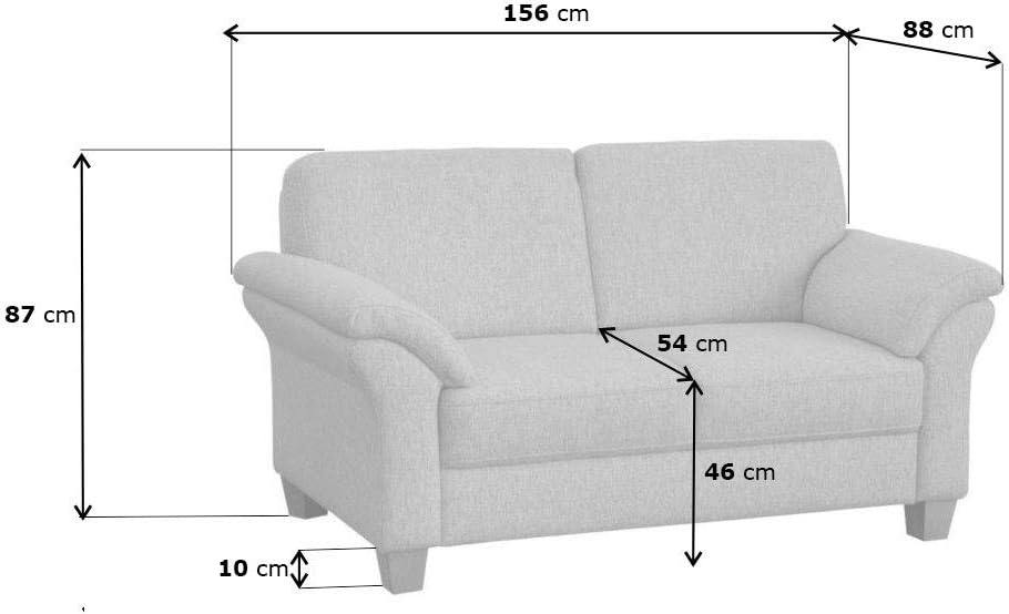 CAVADORE 2-Sitzer Byrum / Große 2er-Couch im Landhausstil mit Federkern / Passend zur edlen Sofagarnitur Byrum / 156 x 87 x 88 / Flachgewebe: Grau