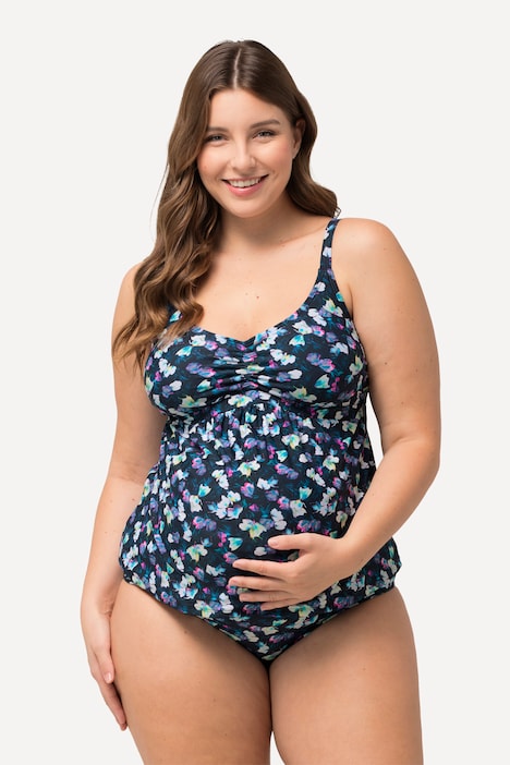 Bellieva-Tankini, Zweiteiler, Blumenmuster, Raffung, verstellbare Träger