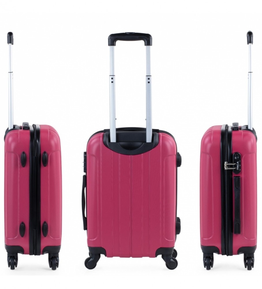 Mala de cabine rígida ITACA com 4 rodas 771150 Morango - 55x37x20cm -