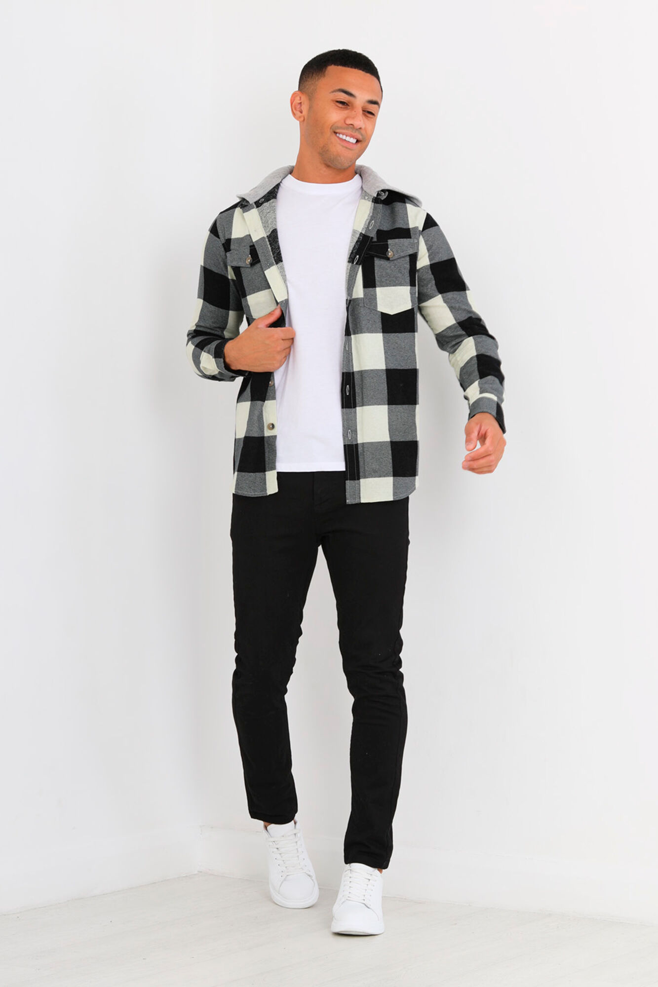 Camisa xadrez com capuz