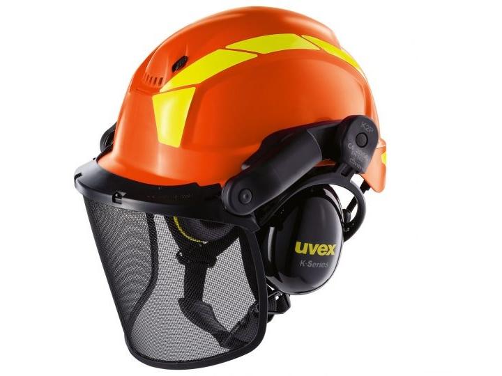uvex Schutzhelm Pheos Forestry, Orange Forsthelm Komplettset