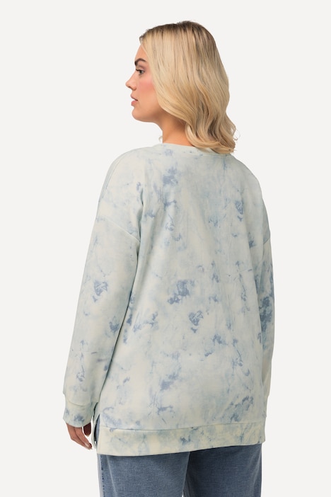 Sweatshirt, Batikdruck, Oversized, Rundhals, Langarm