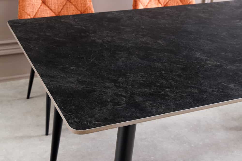 Moderner Esstisch MILANO 140cm anthrazit Keramik schwarze Metallbeine