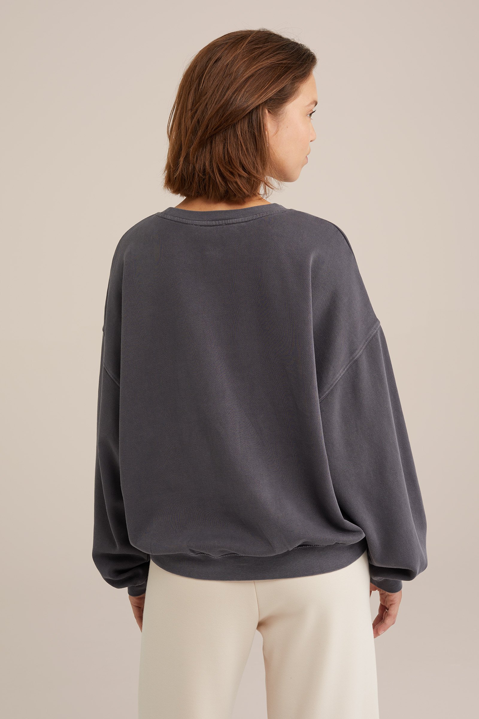 sweater met opdruk WE Fashion Donkergrijs