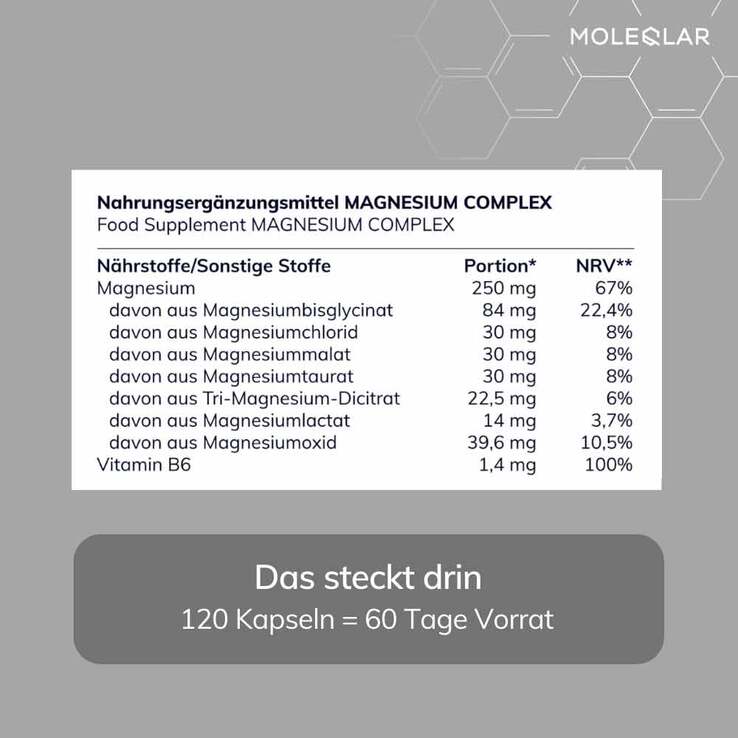 Moleqlar Longevity Qnesium Magnesium Complex Kapseln , 120 St