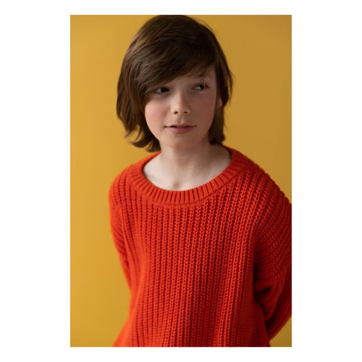 Yuki Pull Chunky Coton Bio | Orange sanguine