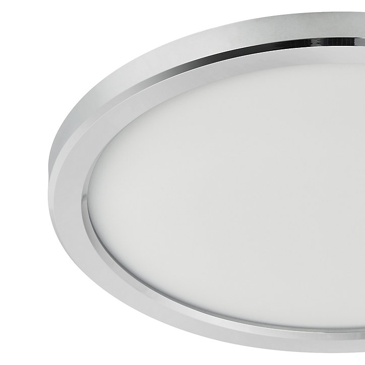 Plafonnier LED intégrée blanc neutre Thornaby GoodHome 1700lm 14.5W IP44 ⌀30cm plastique chrome