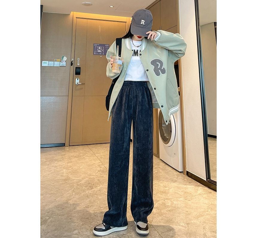 evanesce - Corduroy High-Waist Wijde Shift Rechte Broek (Verschillende Ontwerpen)