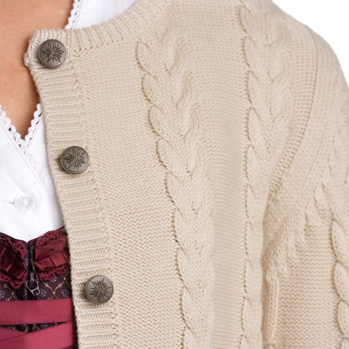 Gina Benotti Damen Strickjacke in Flecht-Struktur cremeweiss