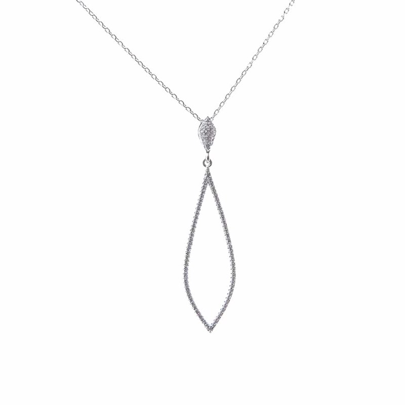 Collier Argent Forme Feuille Rhodié