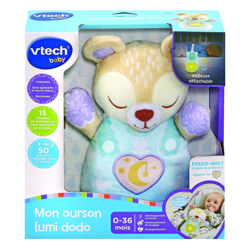 Peluche Musical - Mon Ourson Lumi Dodo Bleu - Ecru