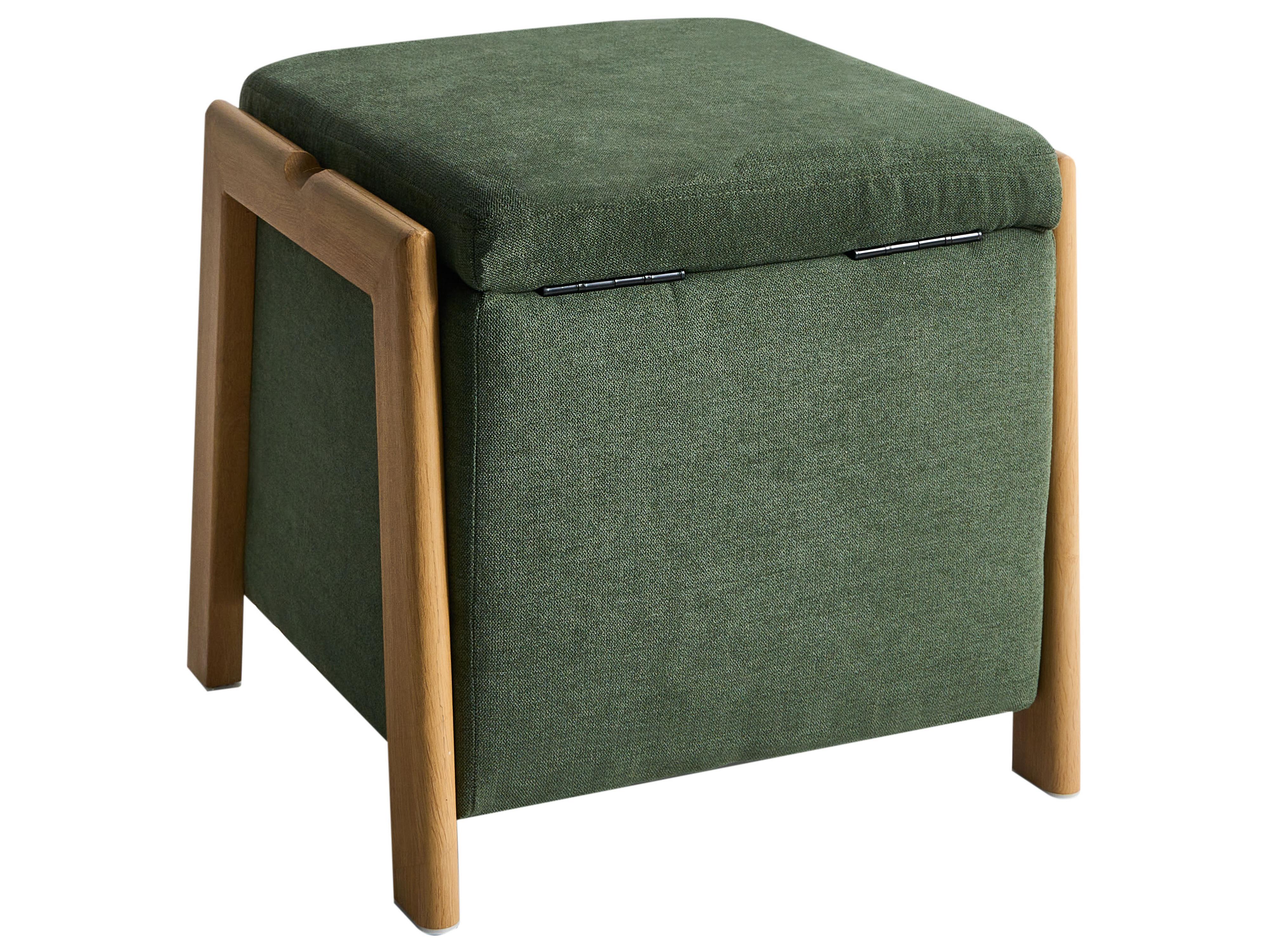 Poef met opbergruimte EDLAND Stof 45 cm 43 cm Groen